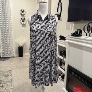 3 x 20$ Alfani White and Blue Sleeveless Polo Collar Midi Dress Size 2P